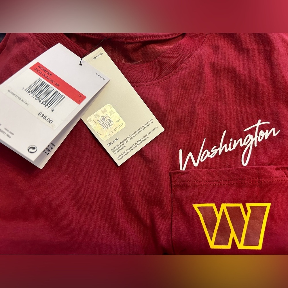 Nike/NFL SZ various women’s Washington Commanders logo tee w/1 breast pocket - Picture 9 of 10